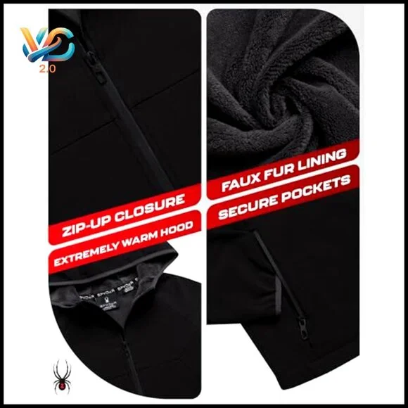 Men's Softshell Jacket Faux Fur Lined Water Wind Resistant Performance Fleece